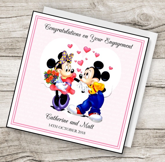Handmade Personalised Classic Mickey /& Minnie Anniversary Card Husband Wife
