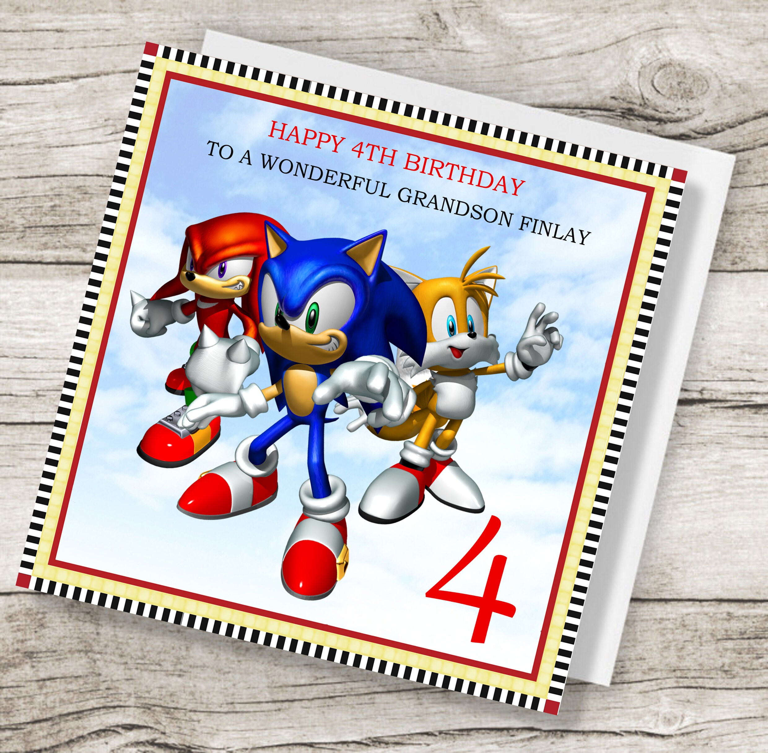 Handmade Personalised Sonic the hedgehog Birthday Card any age | Etsy
