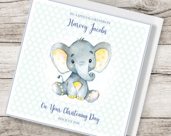LITTLE ELEPHANT Personalised Christening/Baptism Guest Photo Book PINK/BLUE 