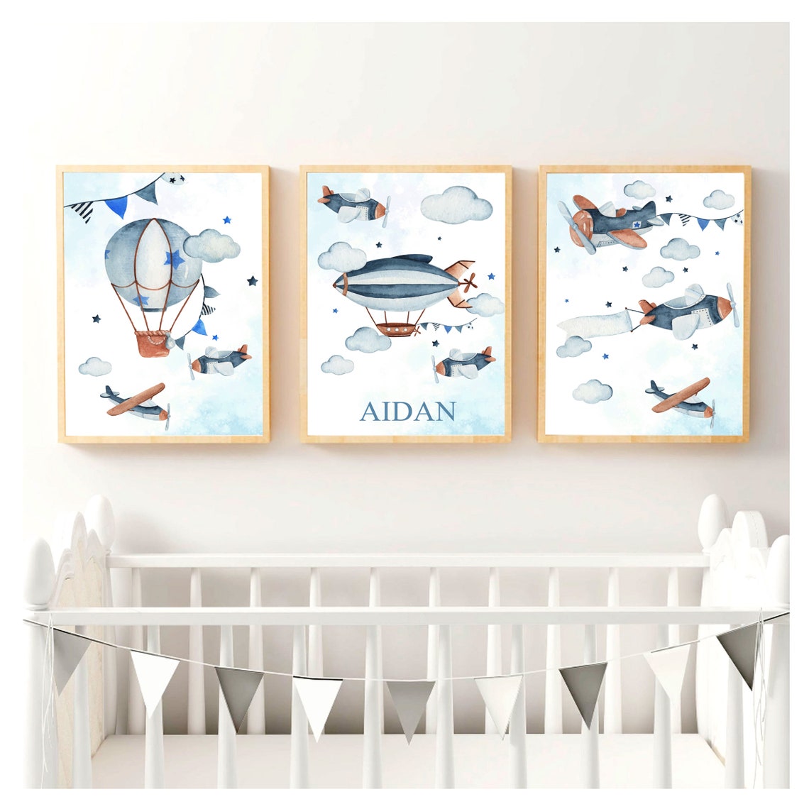 Children Toddler Wall Art Boys Room Nursery Print Set Planes Etsy