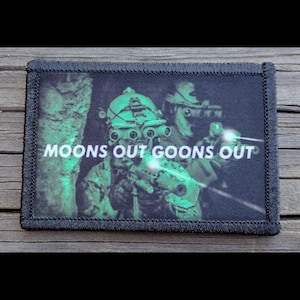 Moons Out Goons Out NVG Morale Patch - Hook and Loop Backing for Backpack, Rucksack, Operator Hat and Much More!