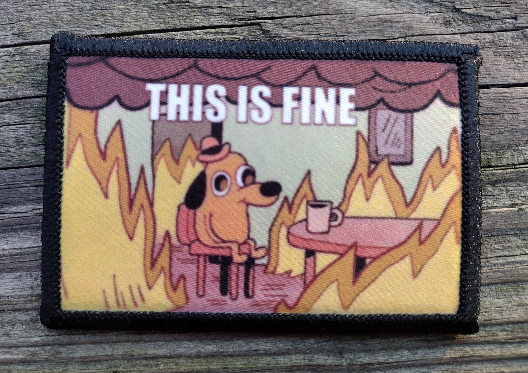 This is Fine Meme Morale Patch Hook and Loop Backing for Etsy