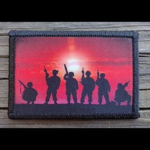 Combat Veteran Soldiers Sunset Morale Patch - Hook and Loop Backing for Backpack, Rucksack, Operator Hat and Much More!