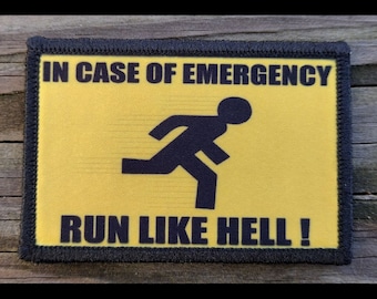 Run Like Hell Funny Morale Patch - 2x3 Hook and Loop Patches for Molle Gear, Operator Hat, Backpack, Made in The USA