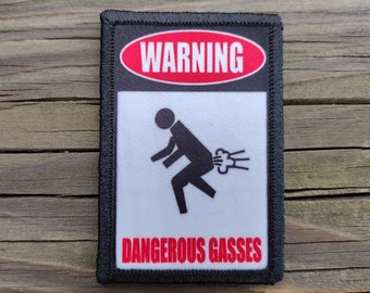 Warning Dangerous Gasses Morale Patch - 2x3 Hook and Loop Patches for Molle Gear, Operator Hat, Backpack, Made in The USA