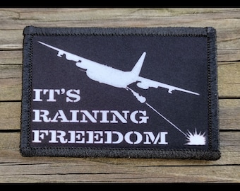 Its Raining Freedom AC130 Gunship Morale Patch - 2x3 Hook and Loop Patches for Molle Gear, Operator Hat, Backpack, Made in The USA