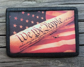 We The People Constitution Morale Patch - 2x3 Hook and Loop Patches for Molle Gear, Operator Hat, Backpack, Made in The USA