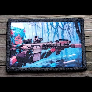 Girl Shooting Morale Patch - 2x3 Hook and Loop Patches for Molle Gear, Operator Hat, Backpack, Made in The USA