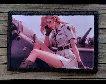 Parche moral de chica pin-up de aviación - Parches de velcro de 2x3 para equipo Molle, gorra de operador, mochila, Hecho en EE. UU.