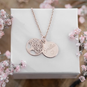 Necklace tree of life with engraving, gift for birth, gift for baptism, gift for communion, gift for confirmation