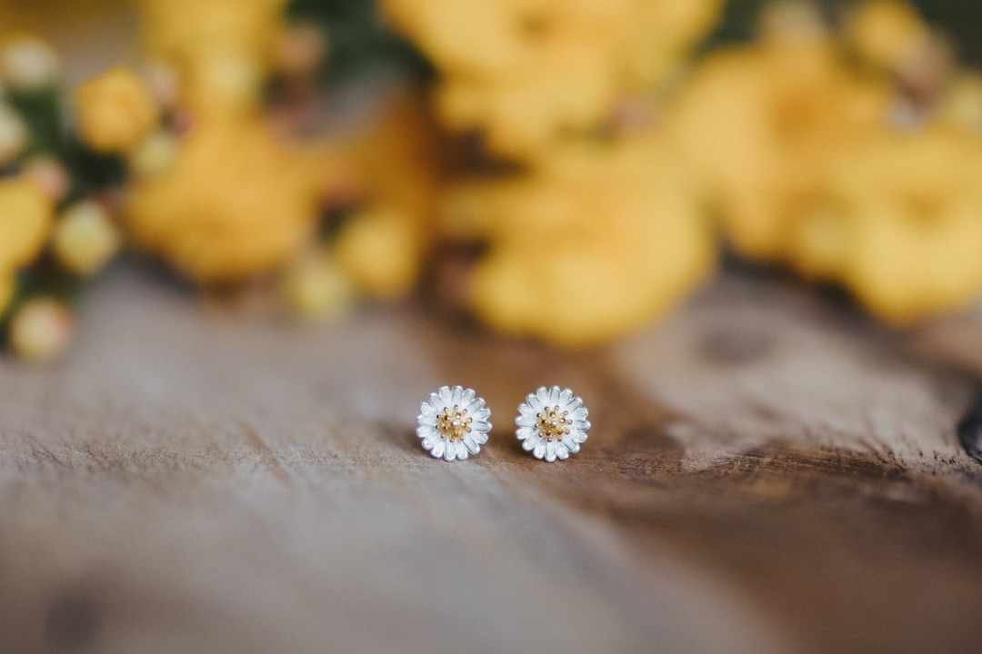 Dear Me Paar Ohrstecker Damen 375 Gold Blume, Echtgold Ohrrnge, 9K Massvgold Ohrstecker Flower Klein Geschenk Idee
