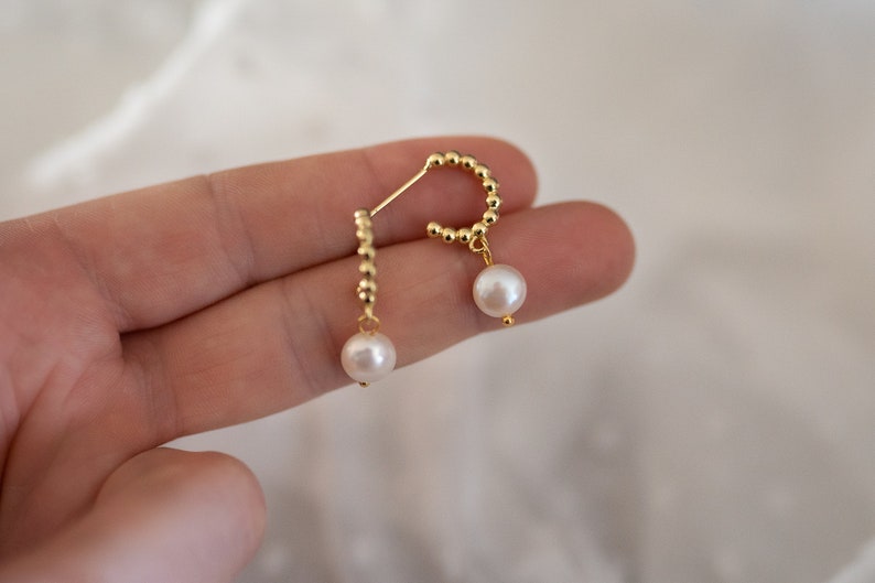 Bridal stud earrings, pearls, pearl earrings, stud earrings for wedding, playful earrings image 4
