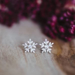 Pendientes de copo de nieve de plata de ley 925
