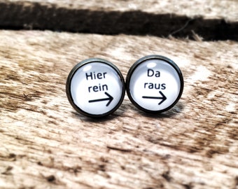 Ear studs 'in here, out there' 10 mm
