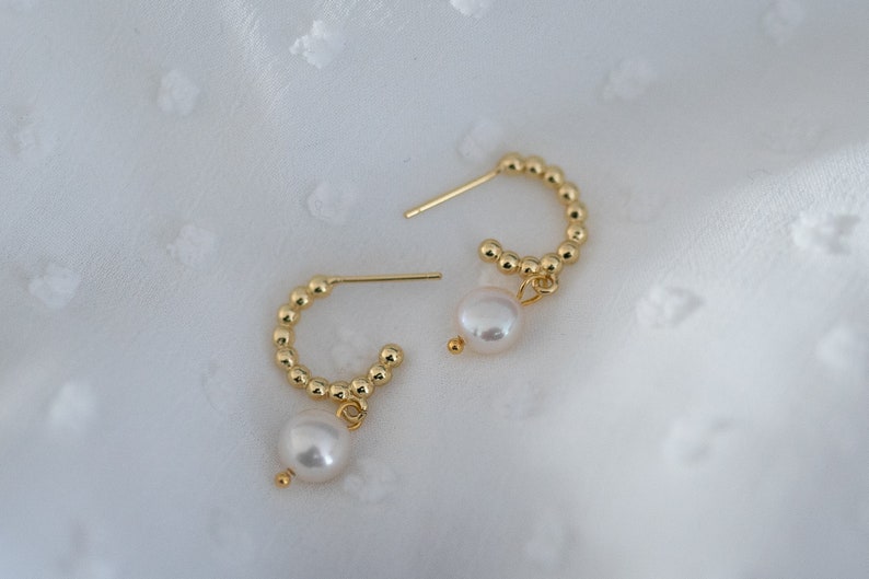 Bridal stud earrings, pearls, pearl earrings, stud earrings for wedding, playful earrings image 2