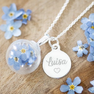 Necklace 925 silver forget-me-not