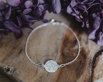 Armband 925er Silber Weltkugel