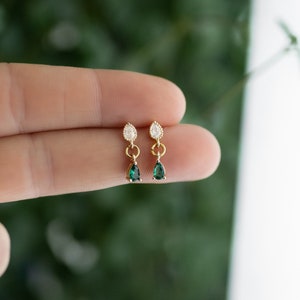 Mini emerald green stud earrings