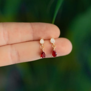 Ruby red mini stud earrings