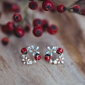 Ladybug stud earrings