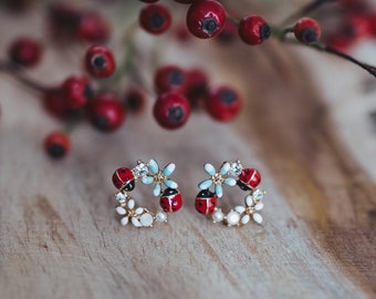 Ladybug stud earrings