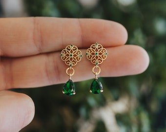 Boucles d'oreilles clous vert émeraude