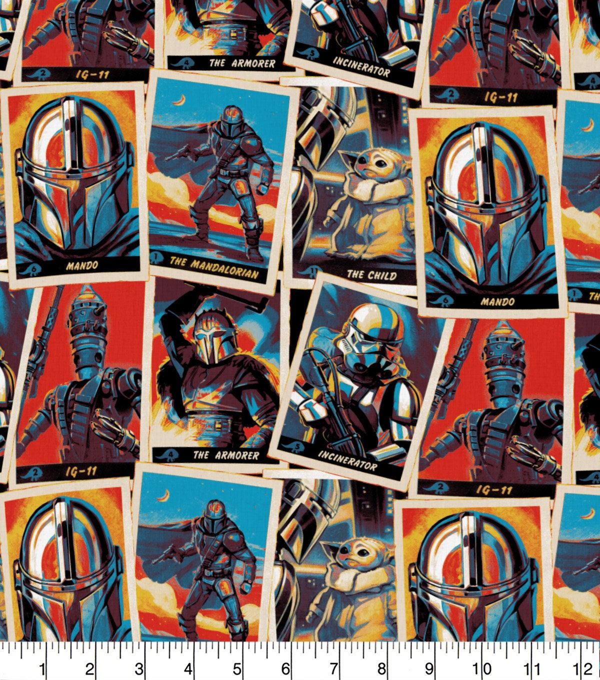 FAT QUARTER Star Wars Mandalorian Baby Yoda Movie Cotton Fabric Color…