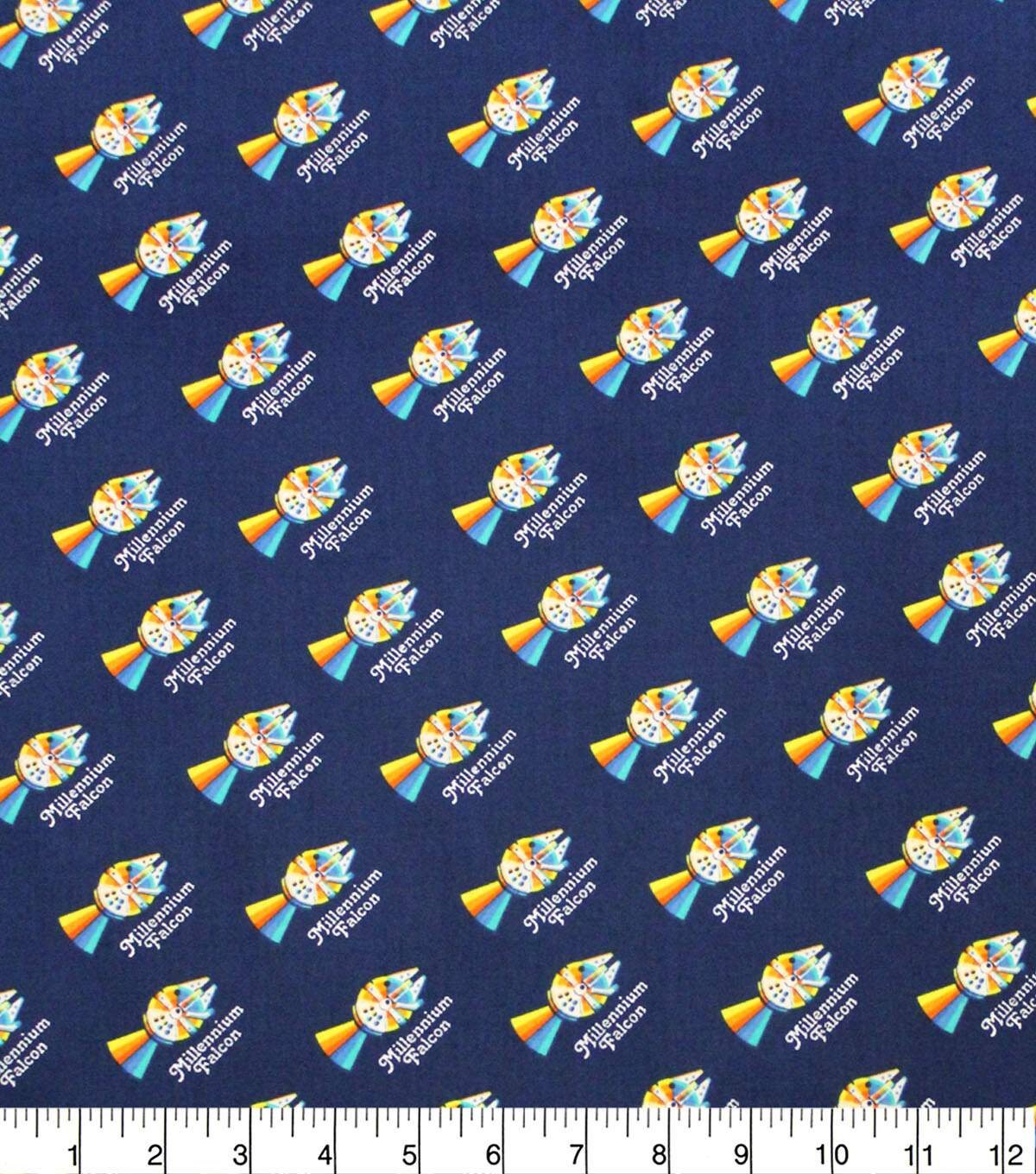FAT QUARTER Star Wars Rainbow Millennium Falcon Metallic Classic Movi…