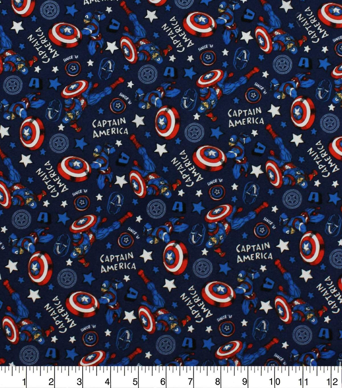 Cotton Fabric Marvel Comics Captain America Shield Doodle