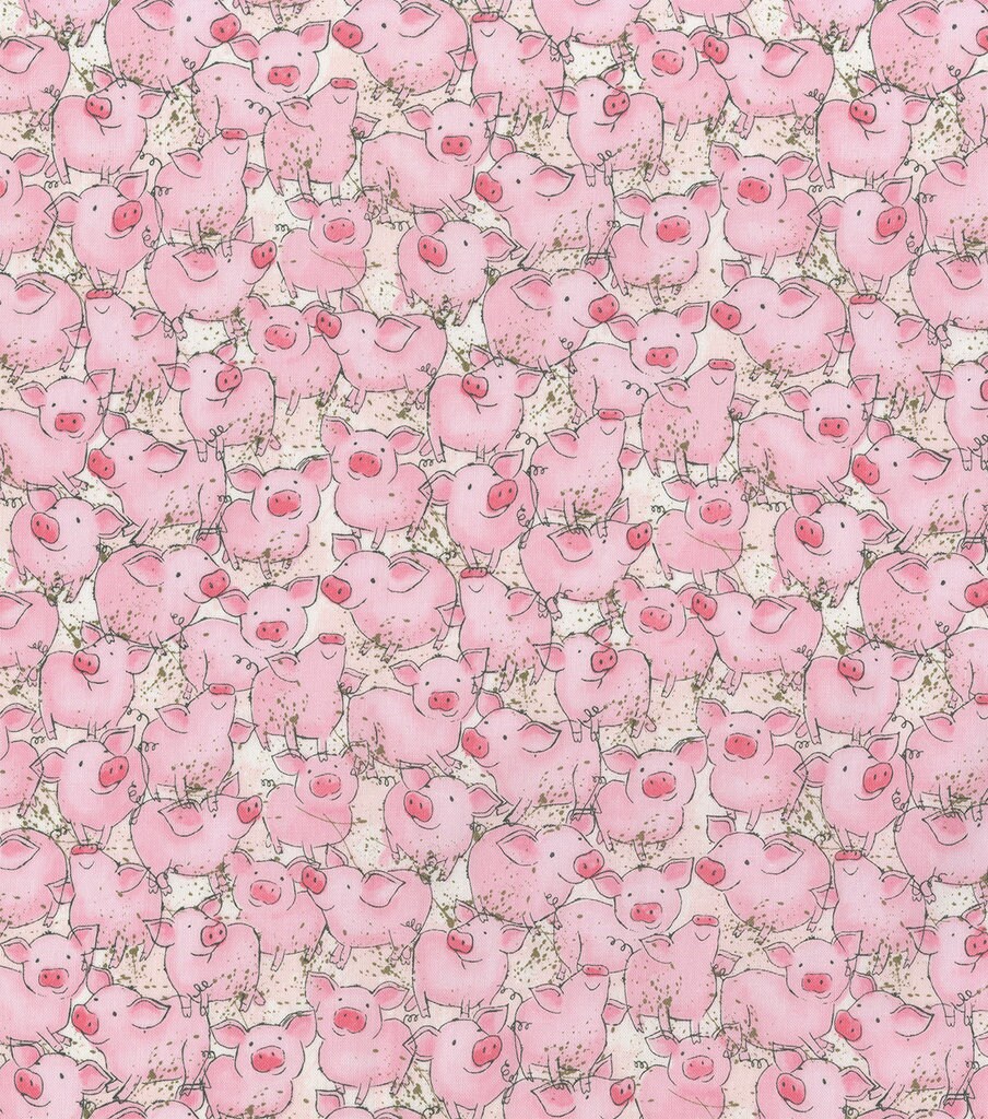 Muddy Mini Pink Pet Pig Cotton Fabric *Choose Size from Drop Down Men…