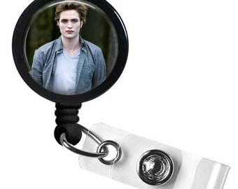 Edward Cullen Twilight Badge Reel - Traditional Slip Clips or Swivel Alligator Clips Available!