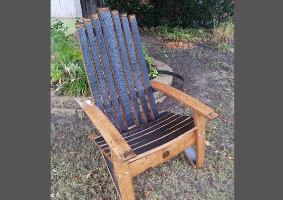 Whiskey Barrel Chair Outdoor Adirondack Chair From Up Cycled Etsy