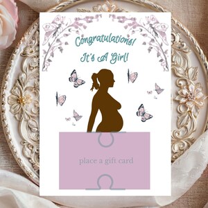 Vintage Schmetterling Geschenk Kartenhalter | Frühlings-Babyparty-Geburtstag | Schwangerschaft Karte | Herzlichen Glückwunsch Geschenk | Es ist ein Mädchen | Baby Mädchen