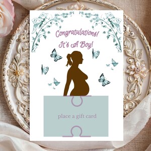 Vintage Schmetterling Geschenk Kartenhalter | Frühlings-Babyparty-Geburtstag | Schwangerschaft Karte | Herzlichen Glückwunsch Geschenk | Es ist ein Junge | kleiner Junge