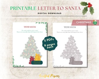 Afdrukbaar briefpapier kerstman: vintage kerstpapier (digitale download)