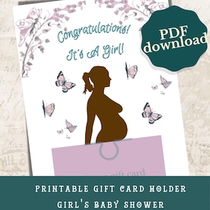 Vintage Schmetterling Geschenk Kartenhalter | Frühlings-Babyparty-Geburtstag | Schwangerschaft Karte | Herzlichen Glückwunsch Geschenk | Es ist ein Mädchen | Baby Mädchen