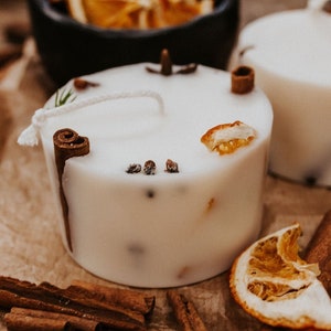 Candle &quot;Festive&quot; | Cinnamon and Orange Essential Oil Candle | Natural Eco wax Candle | Handmade Aromatherapy Candle | Organic Scented Candle
