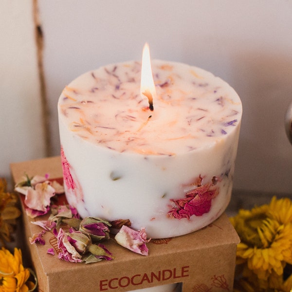 Candle "Meadow" | Lemongrass Essential Oil Candle | Natural Eco wax Candle | Handmade Aromatherapy Candle | Organic Scented Candle