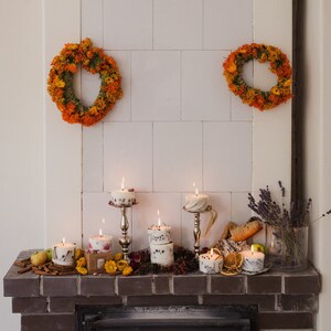 Juego de 9 velas de cera natural diferentes / Velas perfumadas con aceites esenciales / Velas hechas a mano / Decoradas con plantas /