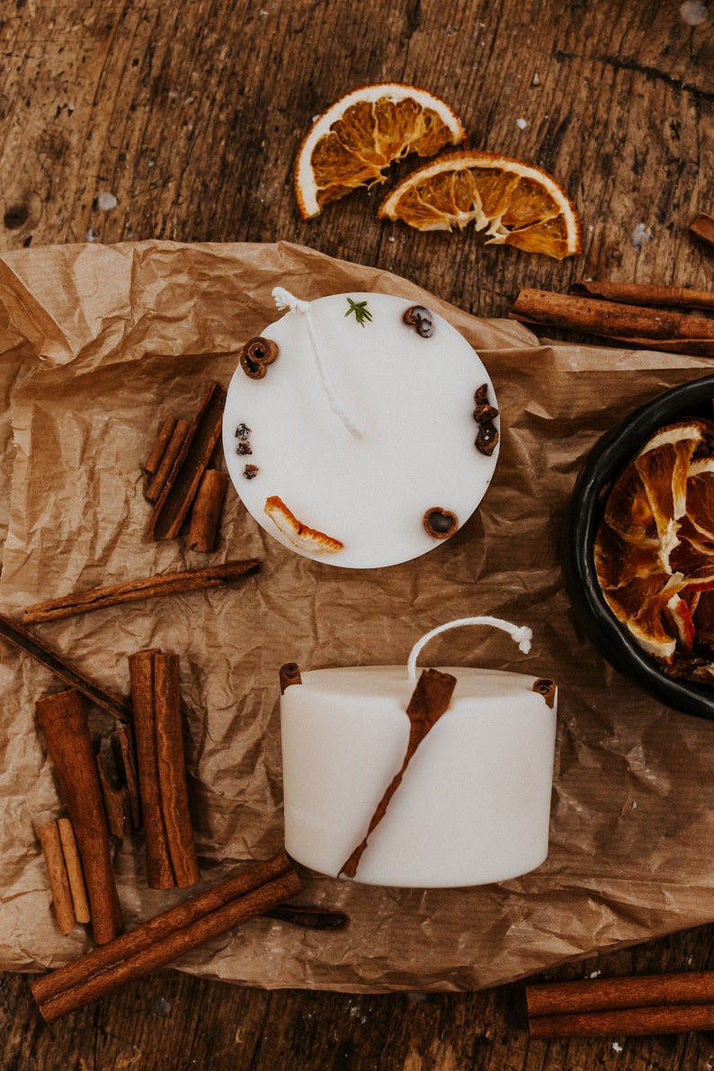 Candle festive Cinnamon and Orange Essential Oil Etsy