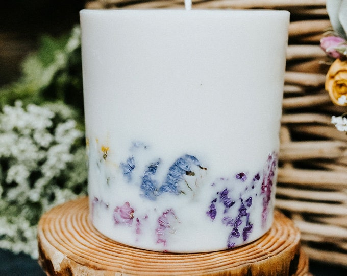 Candle "Meadow" high | Lemongrass Essential Oil Candle | Natural Eco wax Candle | Handmade Aromatherapy Candle | Organic Scented Candle