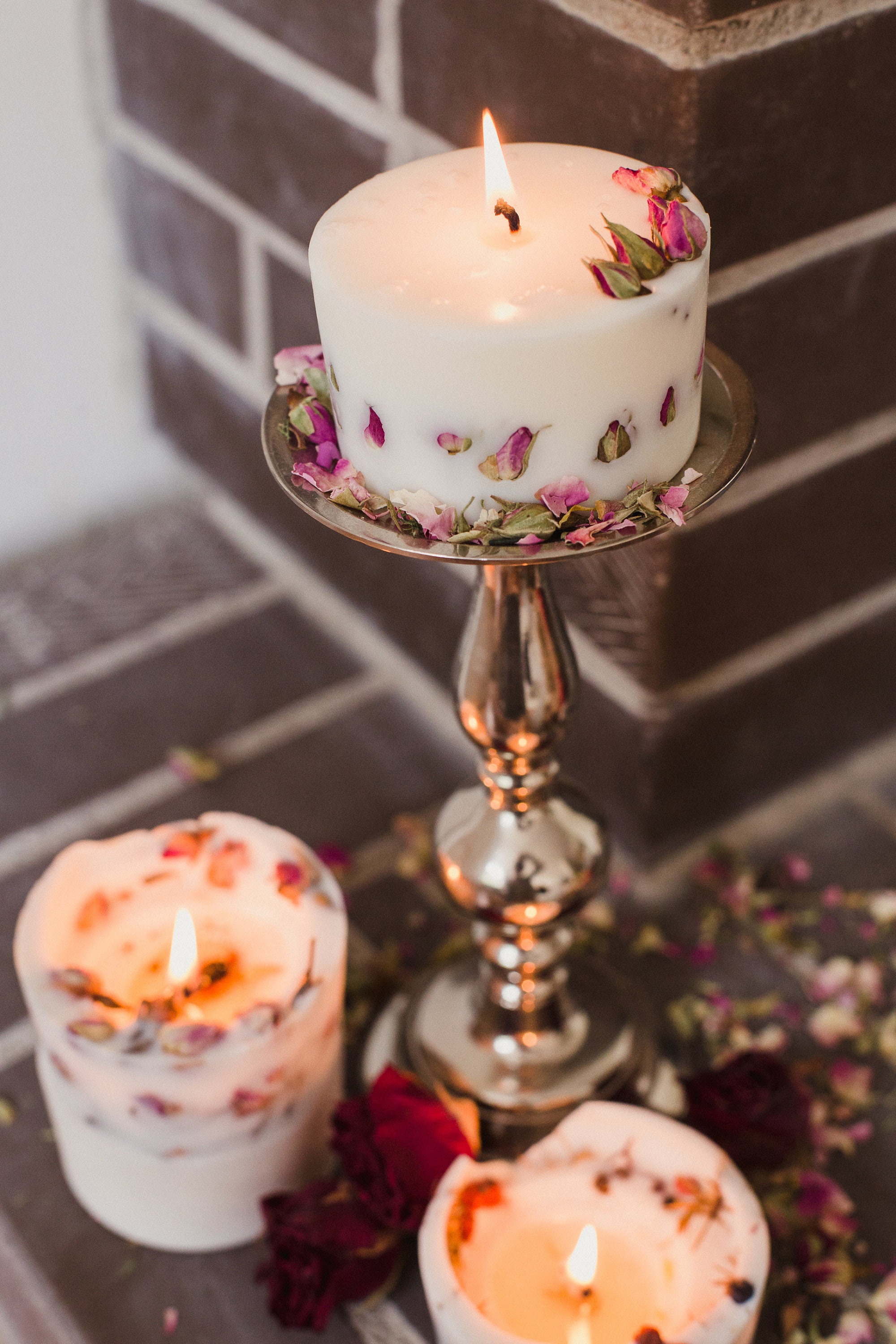 Candle Rose Rose Essential Oil Candle Natural Etsy