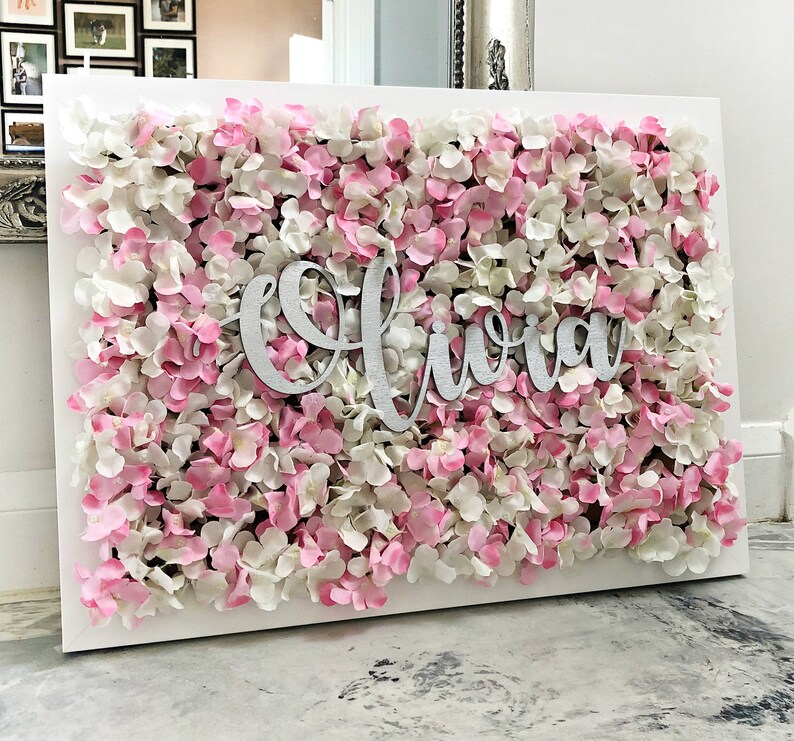 Flower Girl Proposal Girls Bedroom Wall Art Floral Wall Hanging Artificial Flower Wall Decor Bedroom Wooden Name Sign Flower Frames