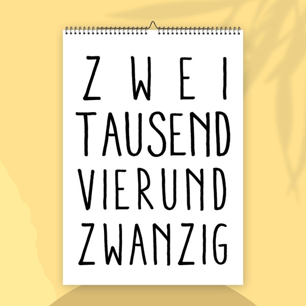 TYPO Wandkalender 2024, DIN A3, Startmonat frei wählbar für 12 Monate