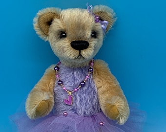 Ręcznie szyty moherowy miś baletnica: Ultrasuede Paws, spódnica z tiulu