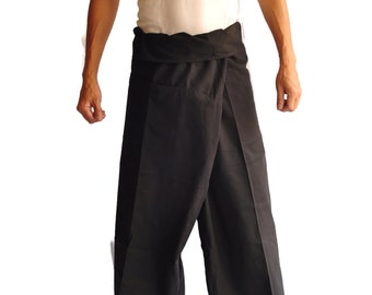 Cotton Plain Thai Fisherman pants - Loose-Fit pants Men & Women - Khadi pant – Boho Handmade in Thailand Premium quality fisherman pants