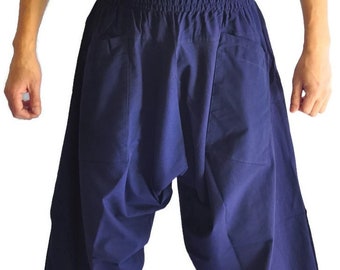 Men's 100% Cotton Thai Fisherman Pants – Japanese Style, All Blue