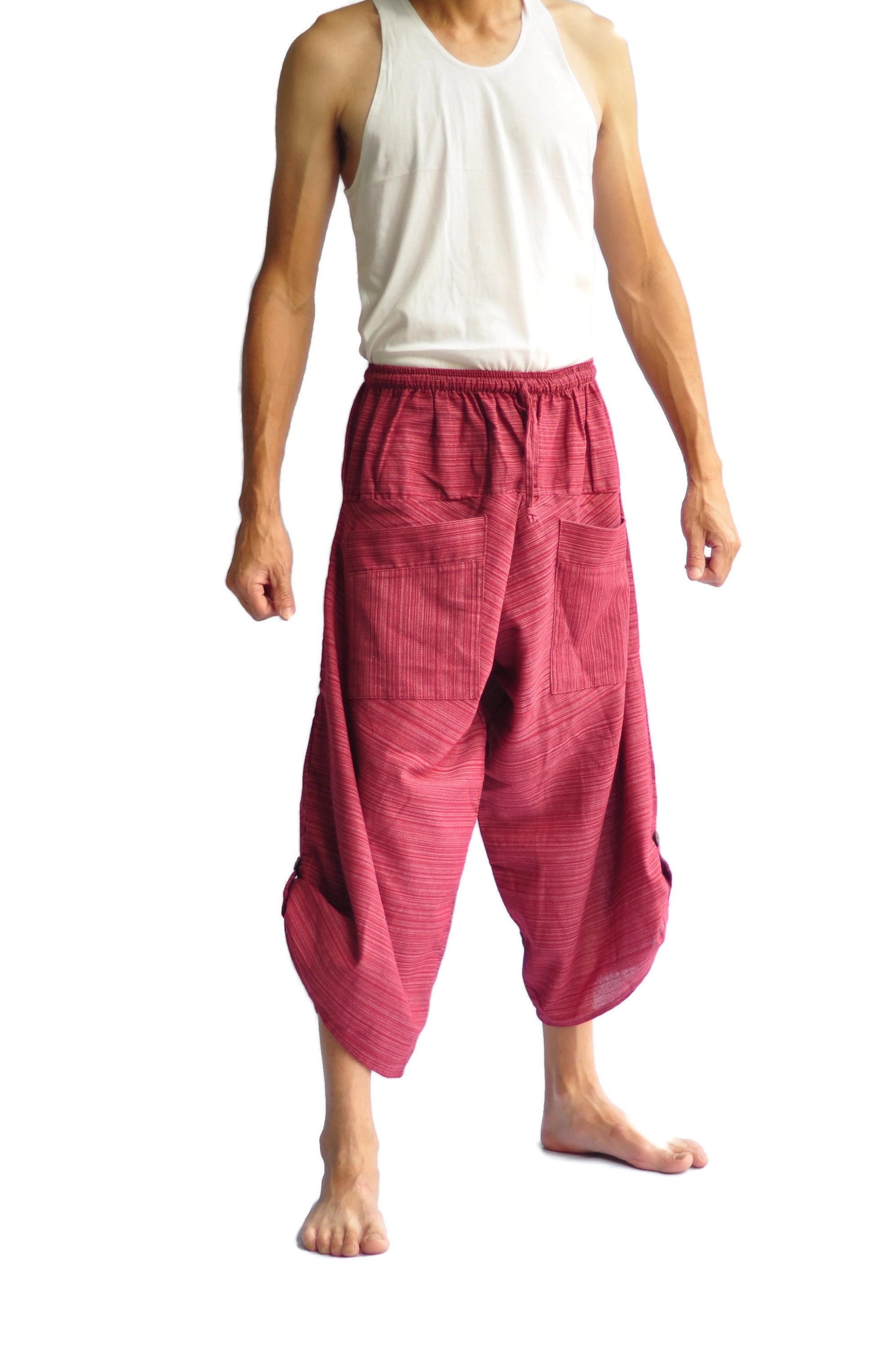 AHP Men's Japanese Style Pants One Size Redjapanese Design All