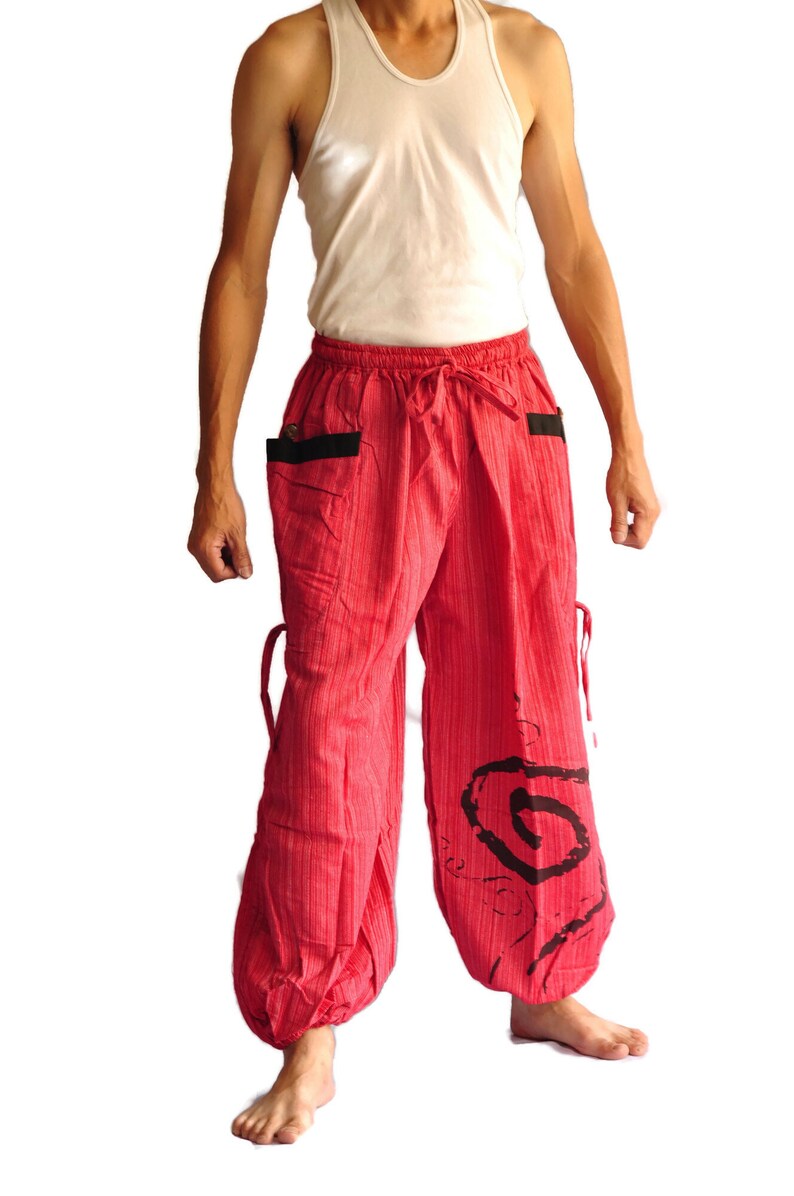 AHP Aladdin Harem Pants Men Japanese Style Pants One Size RED TALISMAN