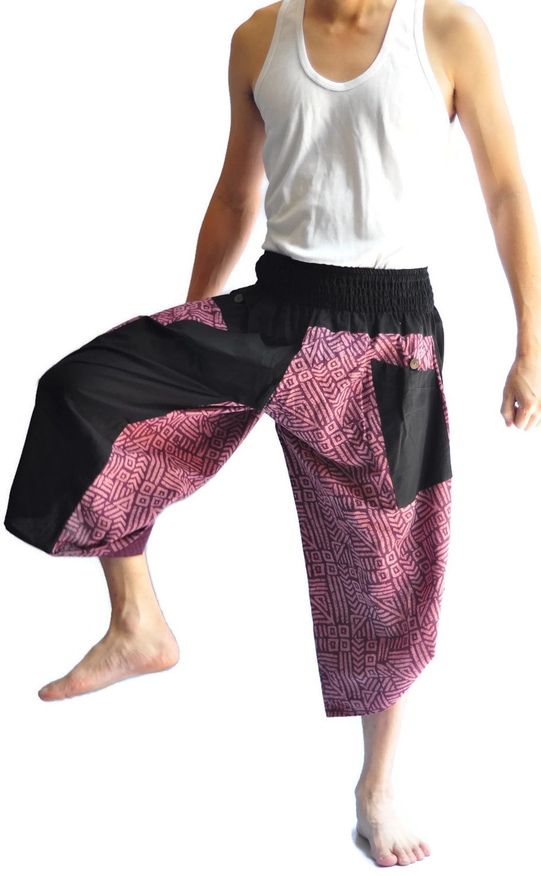 Harem Pants Men AHP Men's Japanese Style Pants One Size White Japanese